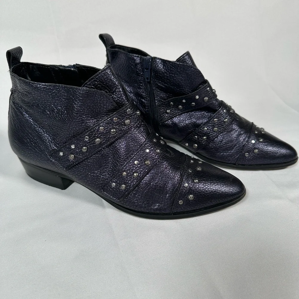 Naturalizer Blissful Studded Navy Metallic Booties Woman Size USA 8.5